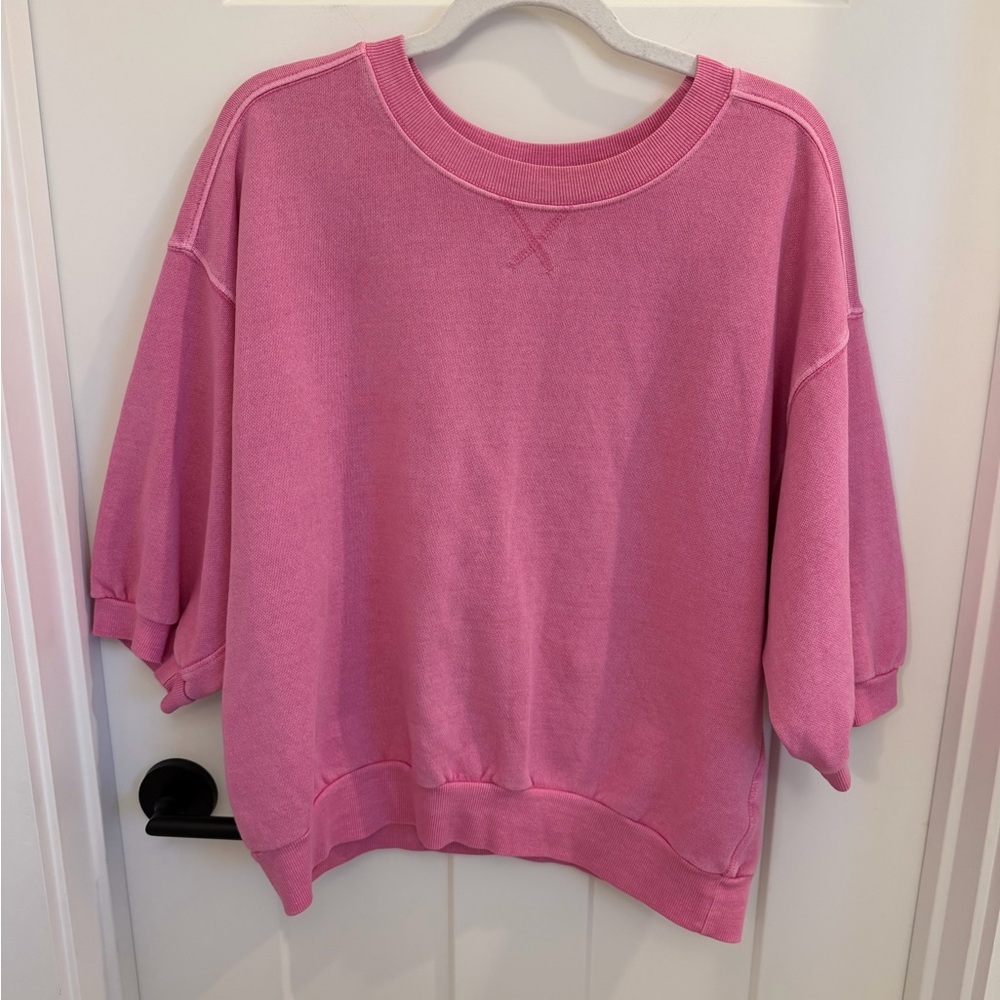 Pilcro Pink Short-Sleeve Sweatshirt